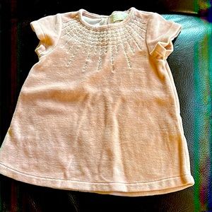 Zara baby velvet like dress pink with silver accent around collar worn 1x